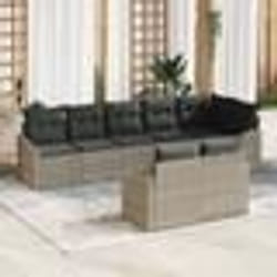 vidaXL Ensemble de canapé de jardin 8 pièces avec coussins gris clair en poly rattan