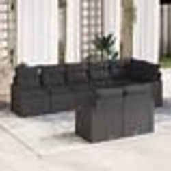 vidaXL Ensemble de canapés de jardin 8 pièces avec coussins en poly rotin noir