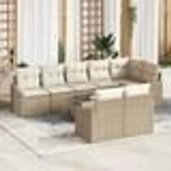vidaXL Ensemble de salon de jardin 9 pièces avec coussins en poly rotin marron