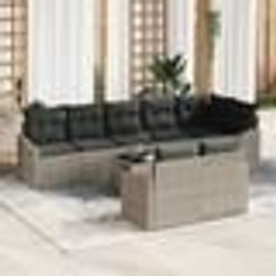 vidaXL Ensemble de canapé de jardin 9 pièces avec coussins gris en poly rotin