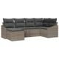vidaXL Ensemble de canapés de jardin 6 pièces avec coussins gris en rotin