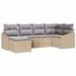vidaXL Ensemble de canapé de jardin 6 pièces avec coussins beige en poly rotin