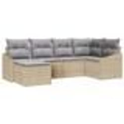 vidaXL Ensemble de canapé de jardin 6 pièces avec coussins beige en poly rotin