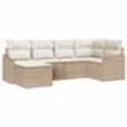 vidaXL Ensemble de canapé de jardin 6 pièces avec coussins Beige Poly Rattan
