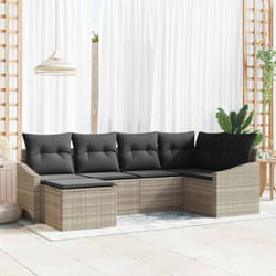 vidaXL Ensemble de Canapé de Jardin 6 pièces avec Coussins Gris Clair