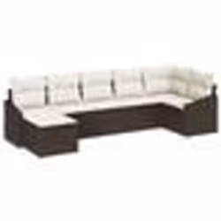 vidaXL Ensemble de Canapés de Jardin 7 Pièces avec Coussins Rattan Poly Marron