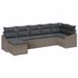 vidaXL Ensemble de canapés de jardin 7 pièces avec coussins en poly rotin gris