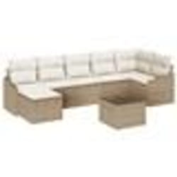 vidaXL Ensemble de canapé de jardin 8 pièces avec coussins en rotin synthétique brun