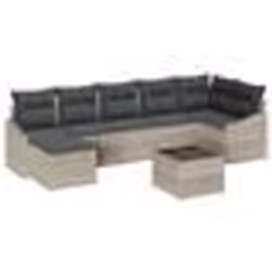 vidaXL Ensemble de Canapé de Jardin de 8 Pièces avec Coussins Gris Poly Rattan