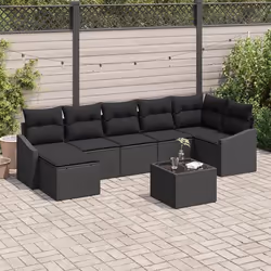 vidaXL Ensemble de canapé de jardin 8 pièces avec coussins beige en poly rattan