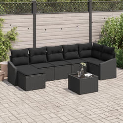 vidaXL Ensemble de canapé de jardin 8 pièces avec coussins beige en poly rattan