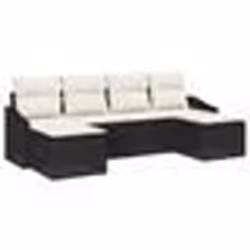 vidaXL Ensemble de canapé de jardin 6 pièces avec coussins noir en poly rattan
