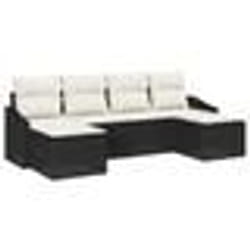 vidaXL Ensemble de canapé de jardin 6 pièces avec coussins noir en poly rattan
