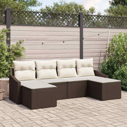 vidaXL Ensemble canapé jardin 6 pièces avec coussins Marron Poly Rotin