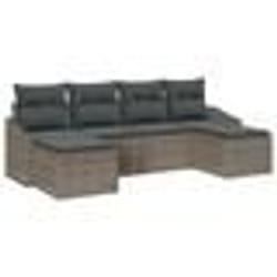 vidaXL Ensemble de canapé de jardin 6 pièces avec coussins gris en rotin synthétique