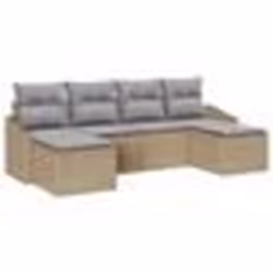 vidaXL Set de canapé de jardin de 6 pièces avec coussins en beige poly rattan