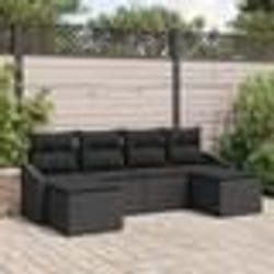vidaXL Ensemble de canapé de jardin 6 pièces avec coussins en poly rattan noir