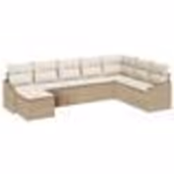 vidaXL Ensemble de canapé de jardin 8 pièces avec coussins Beige Poly Rotin