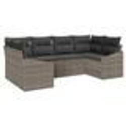 vidaXL Ensemble de canapé de jardin 6 pièces avec coussins gris en poly rotin
