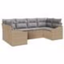 vidaXL Ensemble canapé jardin 6 pièces avec coussins Rattan beige