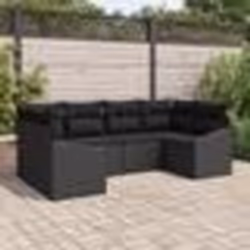 vidaXL Ensemble de Canapé de Jardin 6 Pièces Noir Poly Rattan