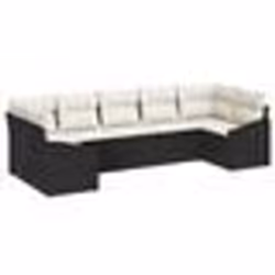 vidaXL Ensemble de canapé de jardin 7 pièces avec coussins Noir poly rotin