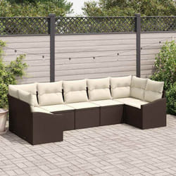 vidaXL Ensemble de Canapé de Jardin 7 pièces avec Coussins Marron en Rattan Poly