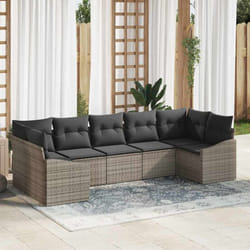 vidaXL Set de Canapé de Jardin 7 pièces avec Coussins Gris Poly Rotin