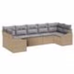 vidaXL Ensemble de canapé de jardin 7 pièces avec coussins beige poly rotin