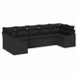 vidaXL Set de canapé de jardin 7 pièces avec coussins noir poly rattan