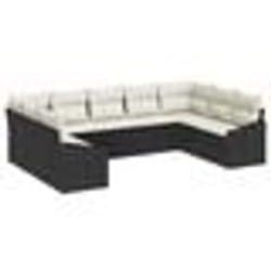 vidaXL Set de canapés de jardin 9 pièces avec coussins Noir Rotin Poly