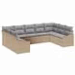 vidaXL Set de Canapé de Jardin 9 Pièces avec Coussins Beige Poly Rattan