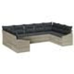 vidaXL Ensemble de canapé de jardin 9 pièces avec coussins en rattan poly gris clair