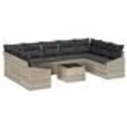 vidaXL Ensemble de canapé de jardin 10 pièces avec coussins Gris Poly Rotin