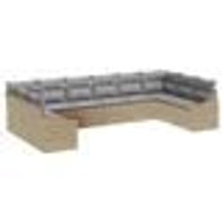 vidaXL Ensemble de canapé de jardin 10 pièces avec coussins Gris Rattan poly