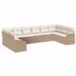 vidaXL Ensemble de canapé de jardin 10 pièces avec coussins Beige Rattan PE