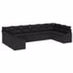 vidaXL Ensemble de canapé de jardin 10 pièces avec coussins Rattan Poly Noir