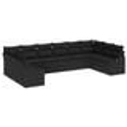vidaXL Ensemble de canapé de jardin 10 pièces avec coussins Rattan Poly Noir
