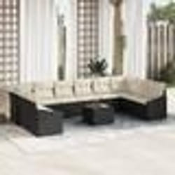 vidaXL Set de Canapé de Jardin 10 Pièces avec Coussins en Rattan Poly Marron