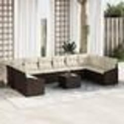 vidaXL Ensemble de Canapés de Jardin de 10 Pièces avec Coussins en Rattan Poly Grey