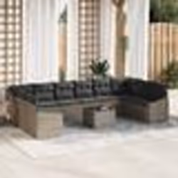 vidaXL Ensemble de Canapés de Jardin 10 Pièces avec Coussins Noir Rattan Poly