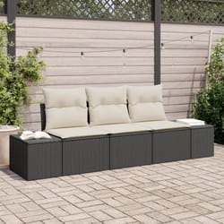 Vidaxl - Ensemble de Canapés de Jardin 3 Pièces avec Coussins Noir Poly Rotin