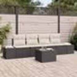 vidaXL Ensemble de canapé de jardin de 5 pièces avec coussins Noir Poly Rotin