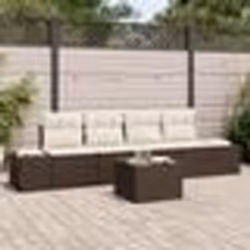 vidaXL Ensemble de canapé de jardin 5 pièces avec coussins marron en rotin poly
