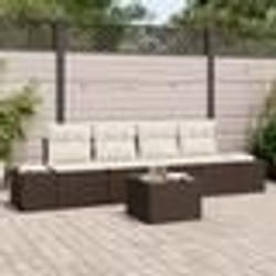 vidaXL Ensemble de canapé de jardin 5 pièces avec coussins marron en rotin poly