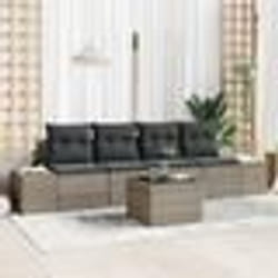vidaXL Ensemble de canapés de jardin de 5 pièces avec coussins gris en poly rotin