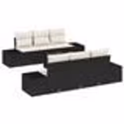 vidaXL Ensemble de Canapé de Jardin 7 pièces avec Coussins Noir Rattan Poly