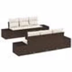 vidaXL Canapé de jardin 7 pièces avec coussins marron poly rattan