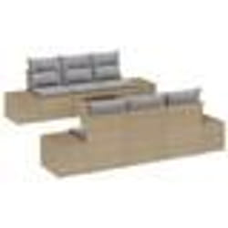 vidaXL Ensemble de canapé de jardin 7 pièces avec coussins Beige Poly Rattan