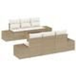 vidaXL Ensemble de Canapé de Jardin de 7 Pièces avec Coussins Beige Rotin Poly